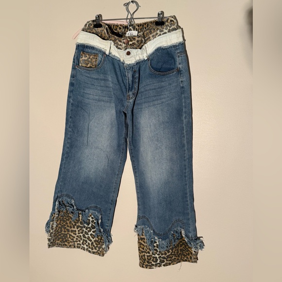 OH Blue Jeans with Leopard Accents - Picture 1 of 4